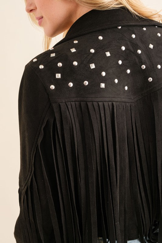 Fringe Western Jacket-Studded Fringe Jacket