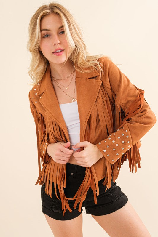 Fringe Western Jacket-Studded Fringe Jacket