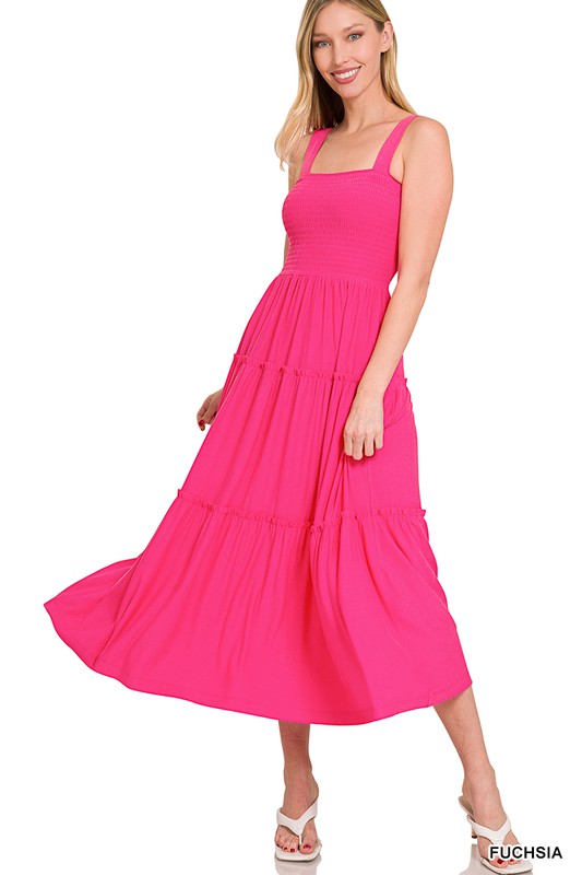 Midi Dress Smocked Tiered