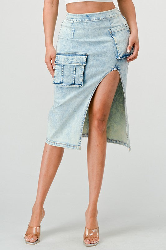 CASUAL WASHED DENIM SKIRT