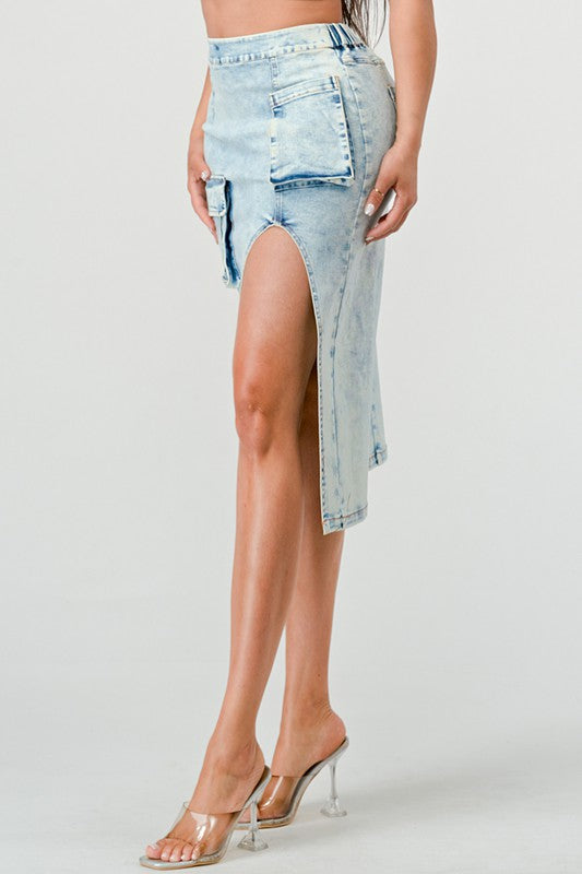 CASUAL WASHED DENIM SKIRT