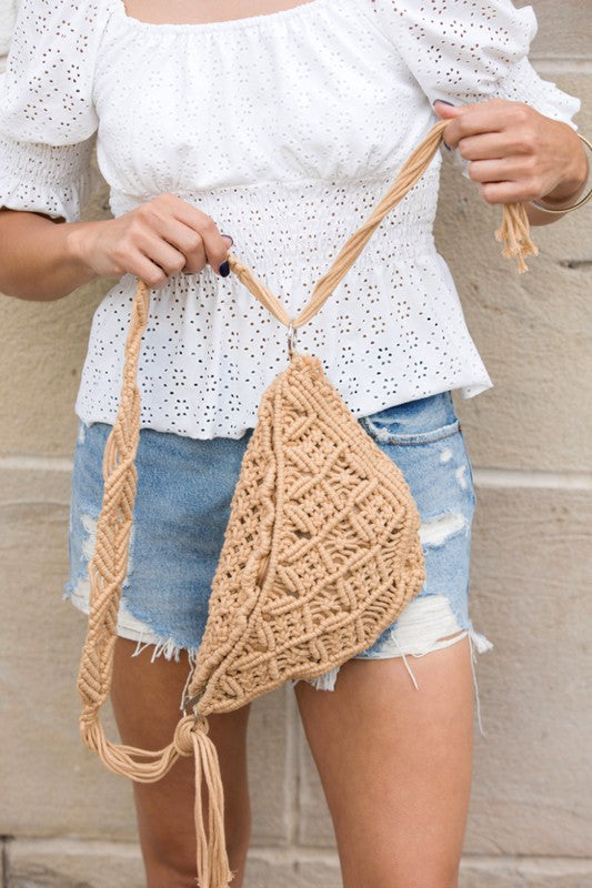 Macrame Sling Bag-Macrame Crossbody-Macrame Shoulder Bag-Adjustable Macrame Bag