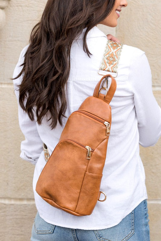 Sling Bag with Guitar Strap- Vegan Leather Sling-Crossbody with Guitar Strap