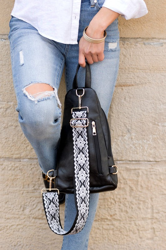 Sling Bag with Guitar Strap- Vegan Leather Sling-Crossbody with Guitar Strap