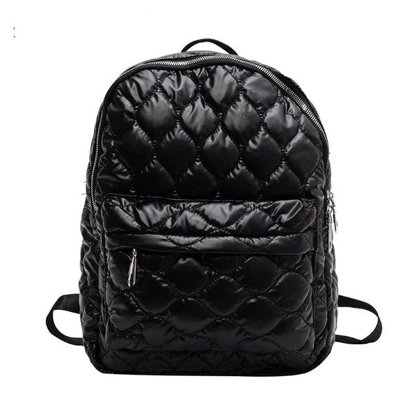 Puffer Metallic Backpack-Quilted Backpack in Metallic-Puffer Quilted Backpack