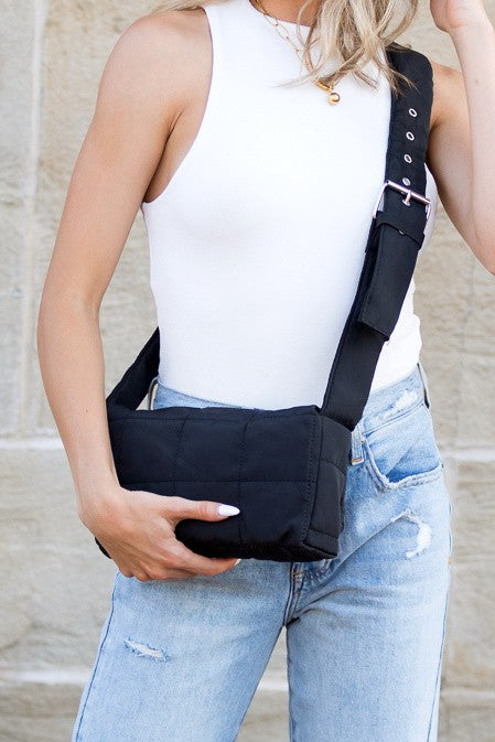 Puffer Crossbody Quilted Fold-over-Shoulder Bag