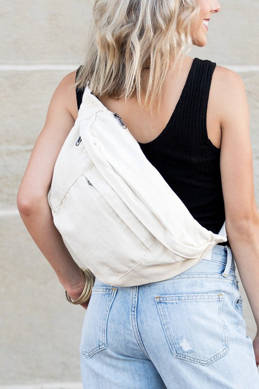 Oversized Canvas Bag-Crescent Sling