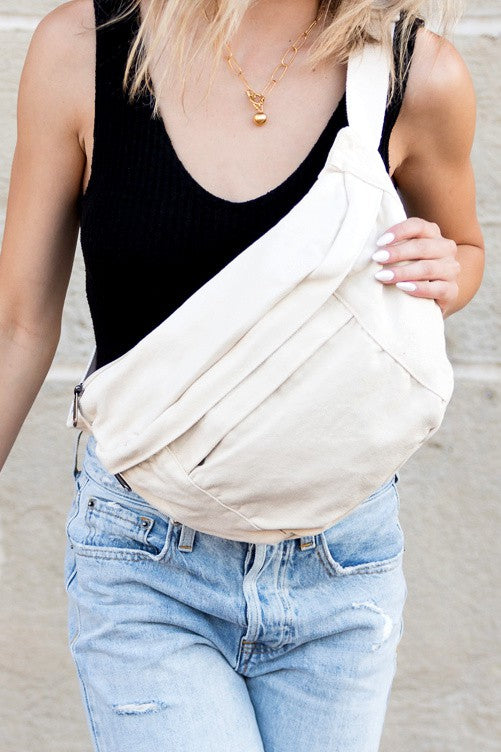 Oversized Canvas Bag-Crescent Sling