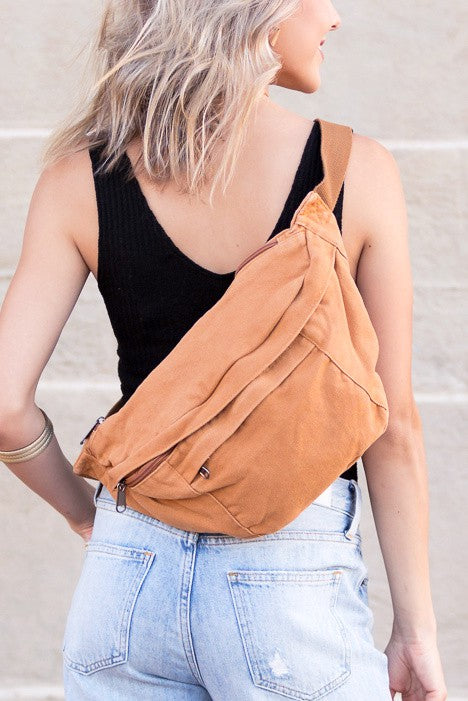 Oversized Canvas Bag-Crescent Sling