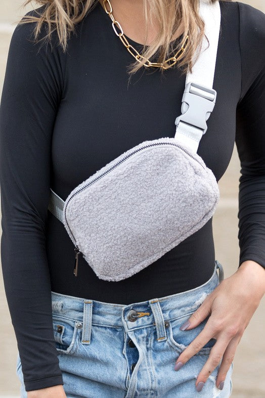 Boucle Sherpa Crossbody Sling Belt Bag-Fanny Bag