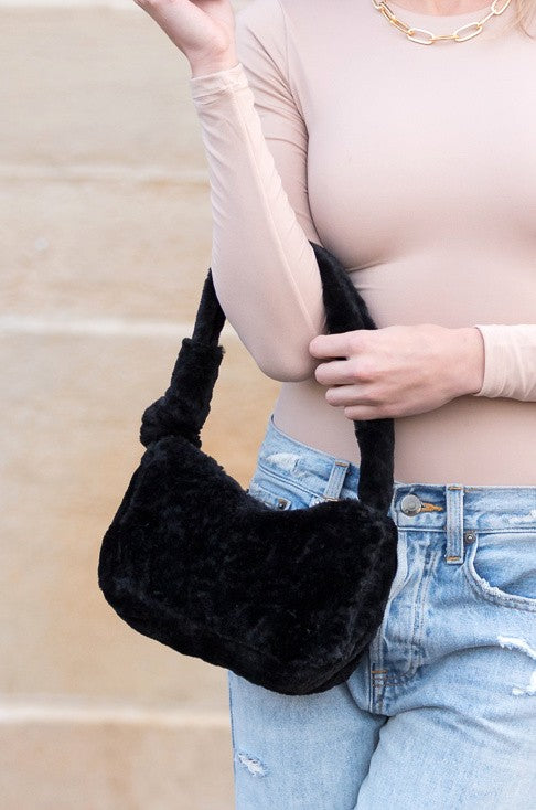 Shoulder Faux Fur Bag-Handbag-Mini Shoulder Bag-Petite Plush Faux Fur Bag