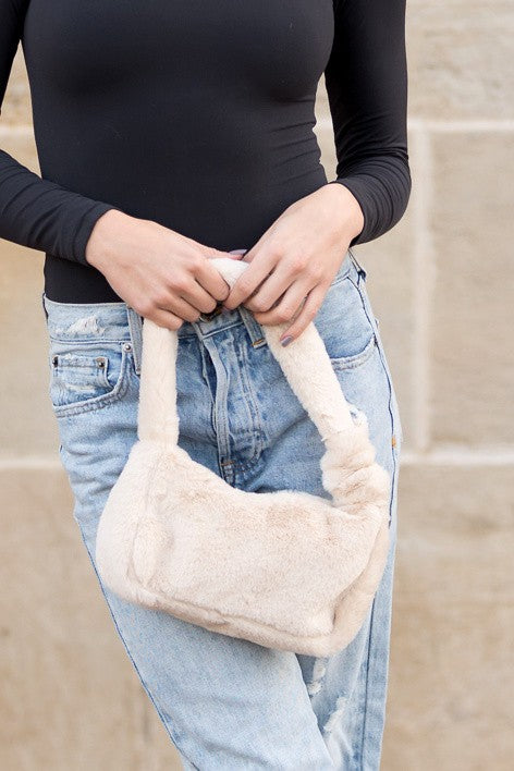 Shoulder Faux Fur Bag-Handbag-Mini Shoulder Bag-Petite Plush Faux Fur Bag