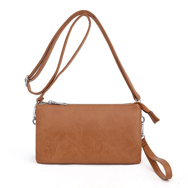 Compact Crossbody Convertible-Vegan Leather Handbag-Wristlet-Shoulder Bag