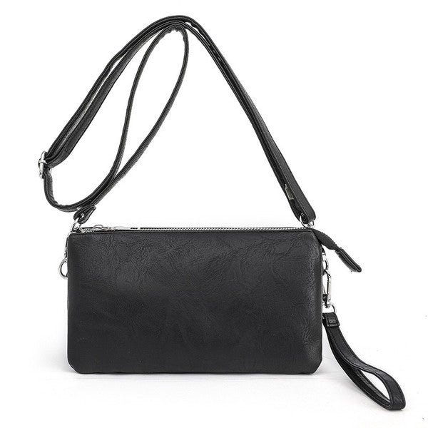 Compact Crossbody Convertible-Vegan Leather Handbag-Wristlet-Shoulder Bag