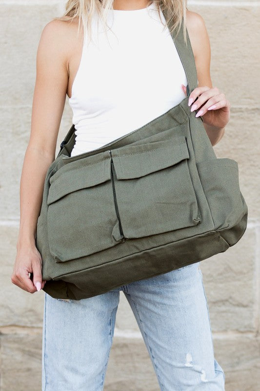 Canvas Messenger Bag Oversized