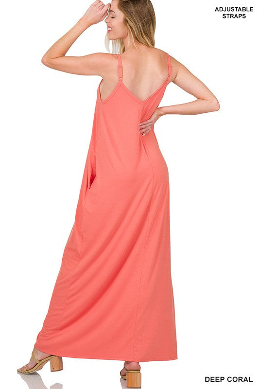 Cami Maxi Dress V-Neck with Side Pockets