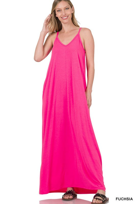 Cami Maxi Dress V-Neck with Side Pockets