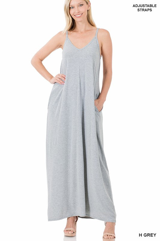 Cami Maxi Dress V-Neck with Side Pockets