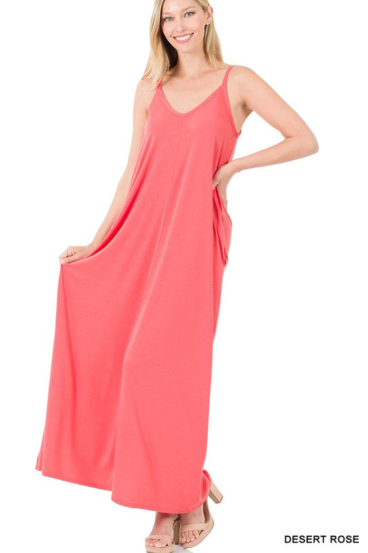 Cami Maxi Dress V-Neck with Side Pockets