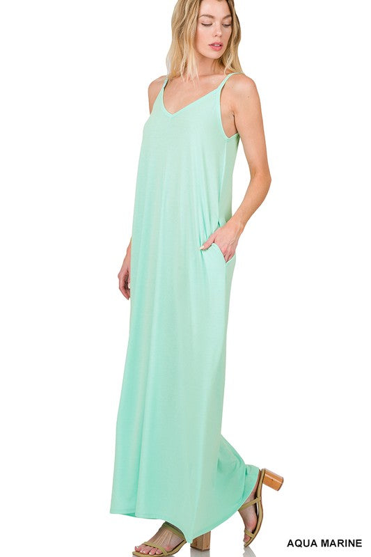 Cami Maxi Dress V-Neck with Side Pockets