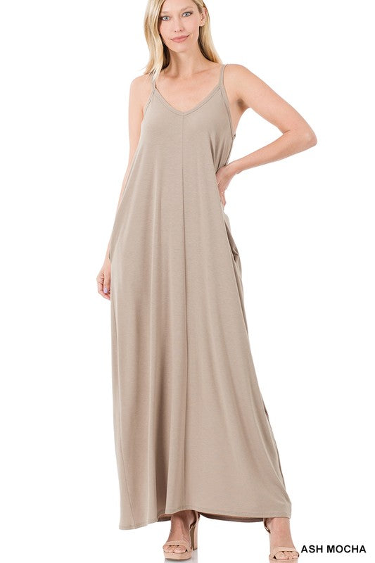 Cami Maxi Dress V-Neck with Side Pockets