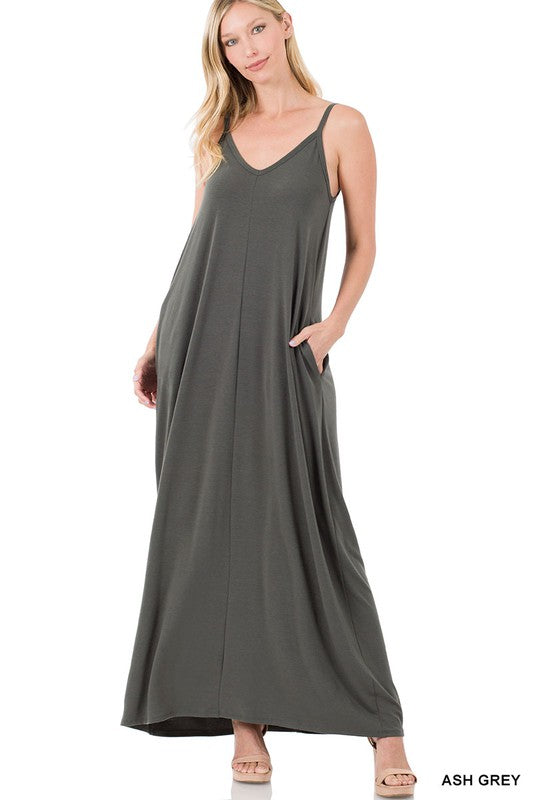 Cami Maxi Dress V-Neck with Side Pockets