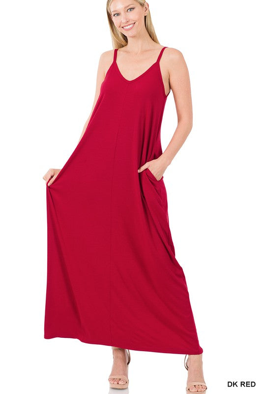 Cami Maxi Dress V-Neck with Side Pockets