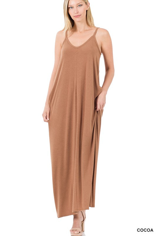 Cami Maxi Dress V-Neck with Side Pockets