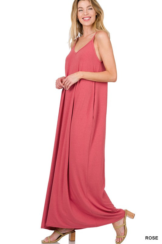 Cami Maxi Dress V-Neck with Side Pockets