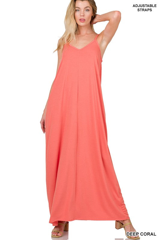 Cami Maxi Dress V-Neck with Side Pockets