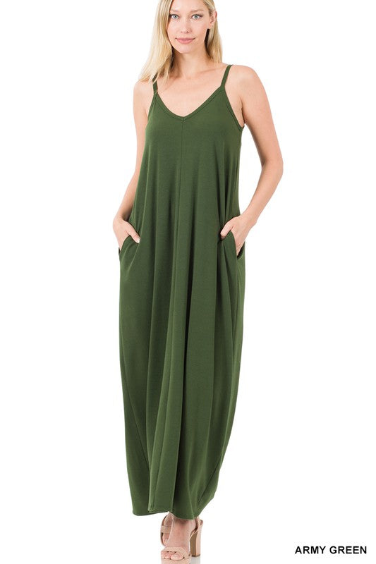 Cami Maxi Dress V-Neck with Side Pockets