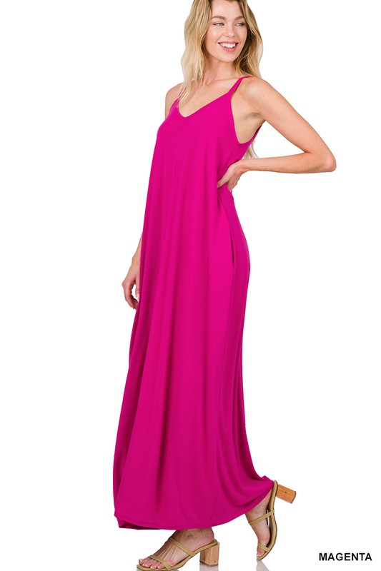 Cami Maxi Dress V-Neck with Side Pockets