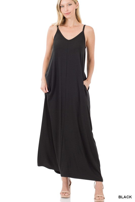 Cami Maxi Dress V-Neck with Side Pockets