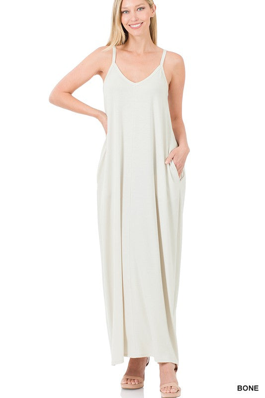 Cami Maxi Dress V-Neck with Side Pockets