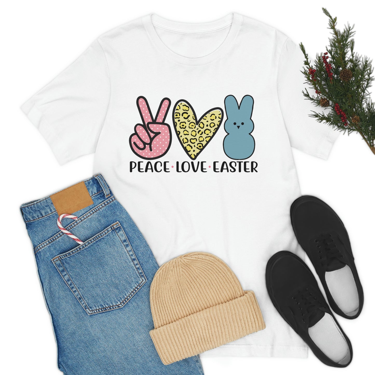 Women's Peace Love Easter Unisex Jersey Short Sleeve Tee Gender Neutral