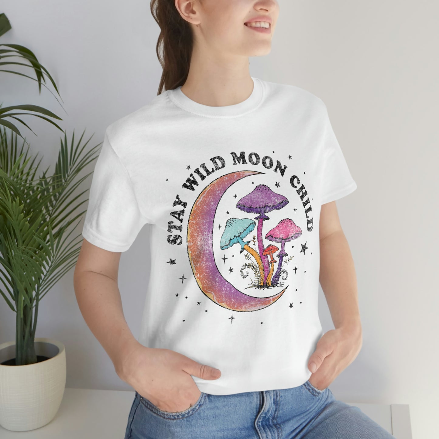 Stay Wild Moon Child Unisex Jersey Short Sleeve Tee Hippie Boho T Shirt Gender Neutral Women's T Shirt Mens