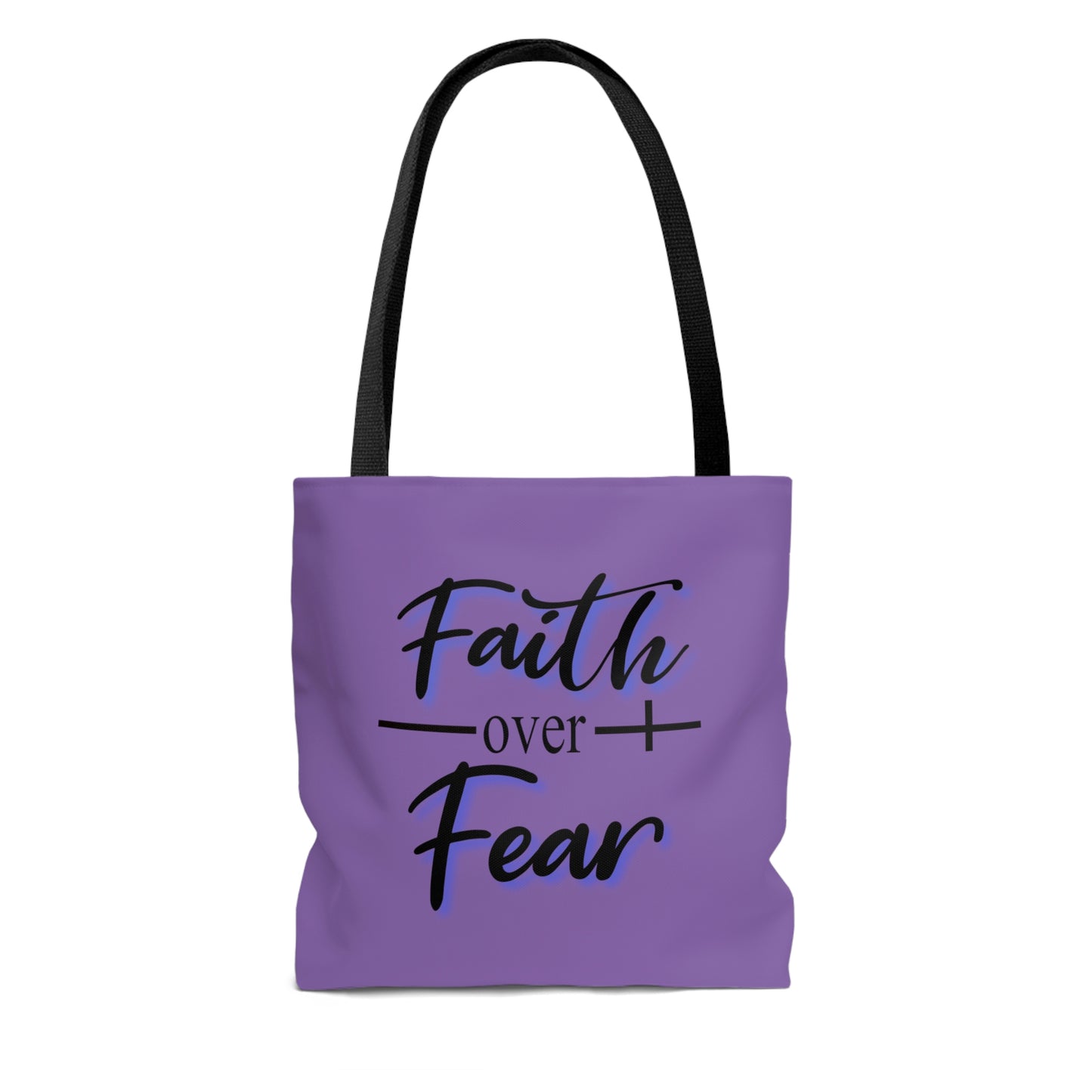 Tote Bag Faith Over Fear-AOP Tote Bag-Book Bag-Women's Tote-Gender Neutral-Tote Men's-Youth Tote-Inspirational Tote