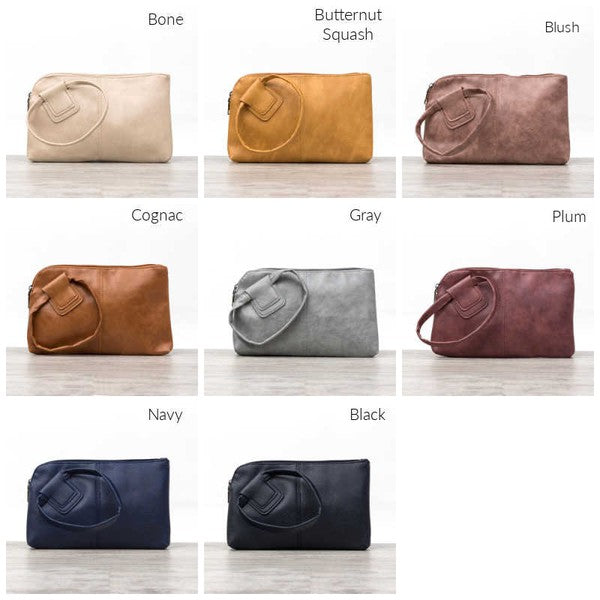 Wristlet Mini Clutch O-Ring-Mini Handbag-Wristlet Soft Vegan PU Leather