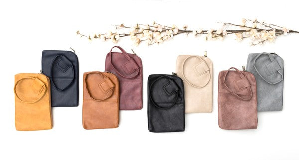 Wristlet Mini Clutch O-Ring-Mini Handbag-Wristlet Soft Vegan PU Leather