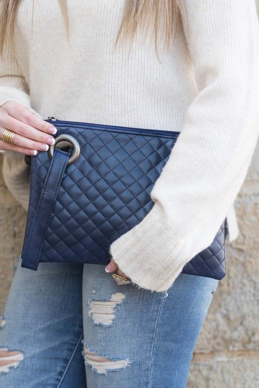 Quilted Clutch Puffer-Puffer Wristlet-Quilted Puffer Handbag