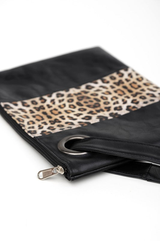 Leopard Print Clutch-Dual Tone Wristlet