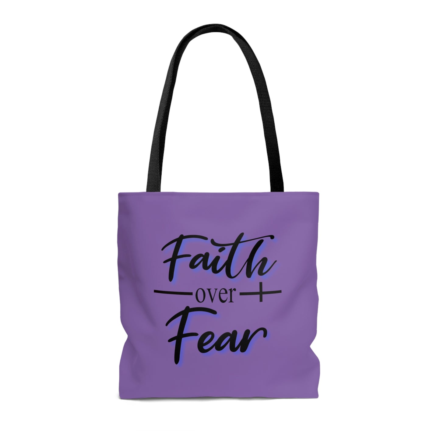 Tote Bag Faith Over Fear-AOP Tote Bag-Book Bag-Women's Tote-Gender Neutral-Tote Men's-Youth Tote-Inspirational Tote