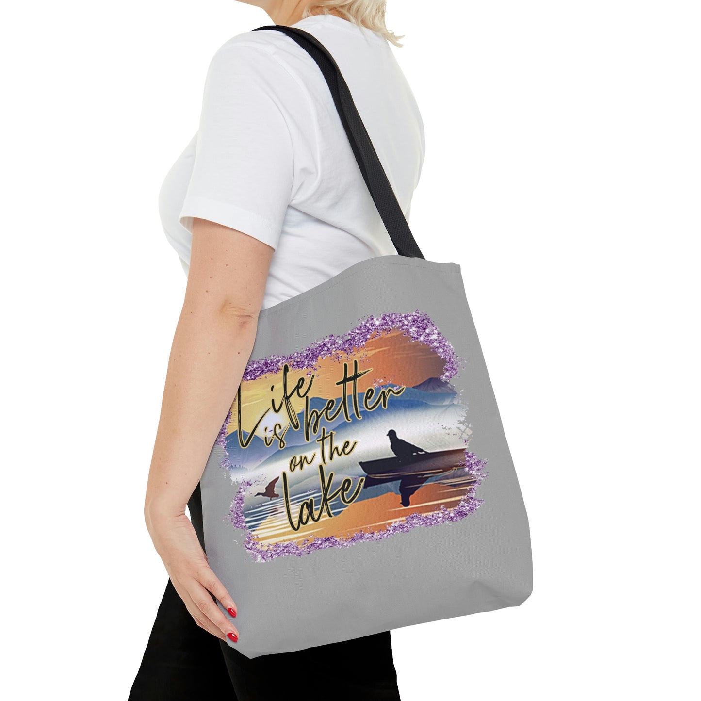 Life is Better on the Lake AOP Tote Bag Swim Tote Summer Tote Spring Unisex Gender Neutral Women's Tote Men's Tote