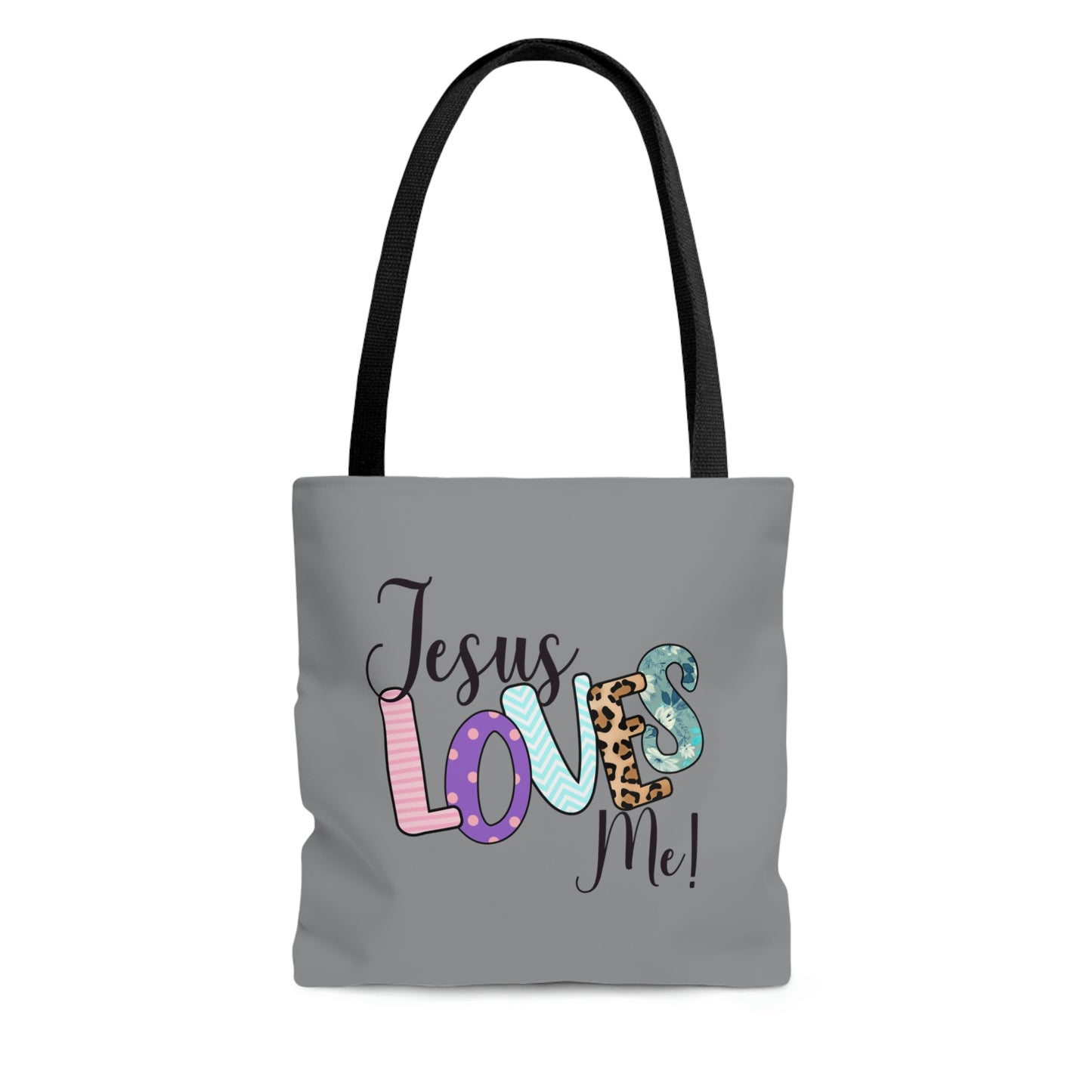 Jesus Love Me Tote AOP Gray Tote Bag Book Tote Bag All Purpose Tote Women's Tote Youth Tote Gender Neutral Tote