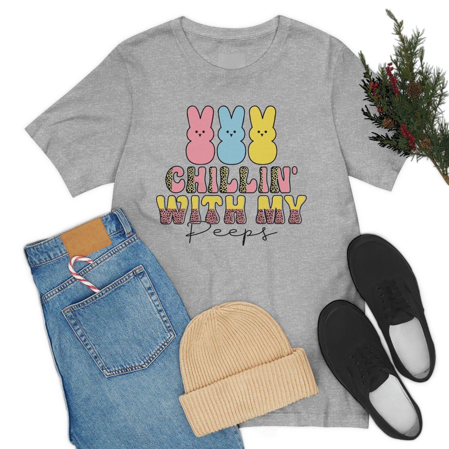 Women's Chillin With My Peeps T Shirt Unisex Tee Jersey Short Sleeve Tee TShirt