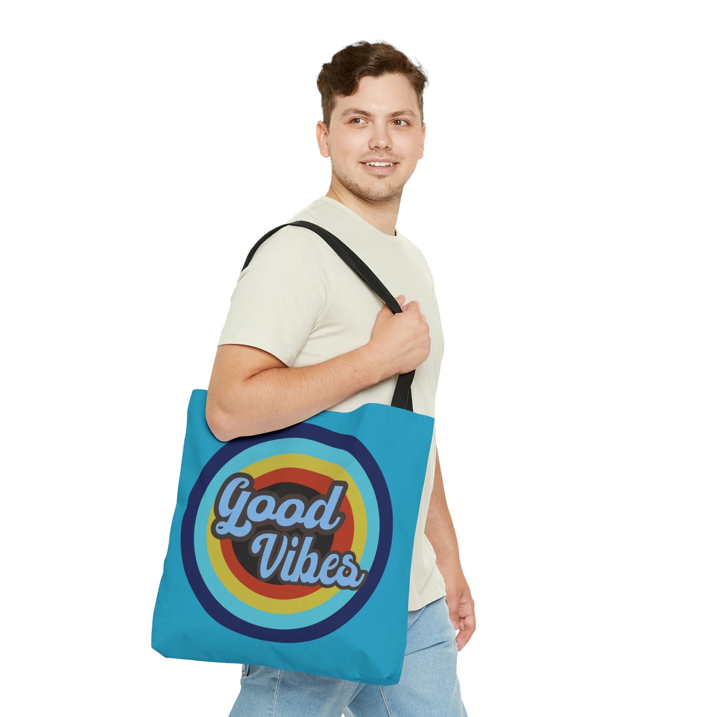 Good Vibes Beach Tote AOP Tote Bag Summer Fun Tote Women's Tote Gender Neutral Note Towel Bag  Travel Tote Men's Tote