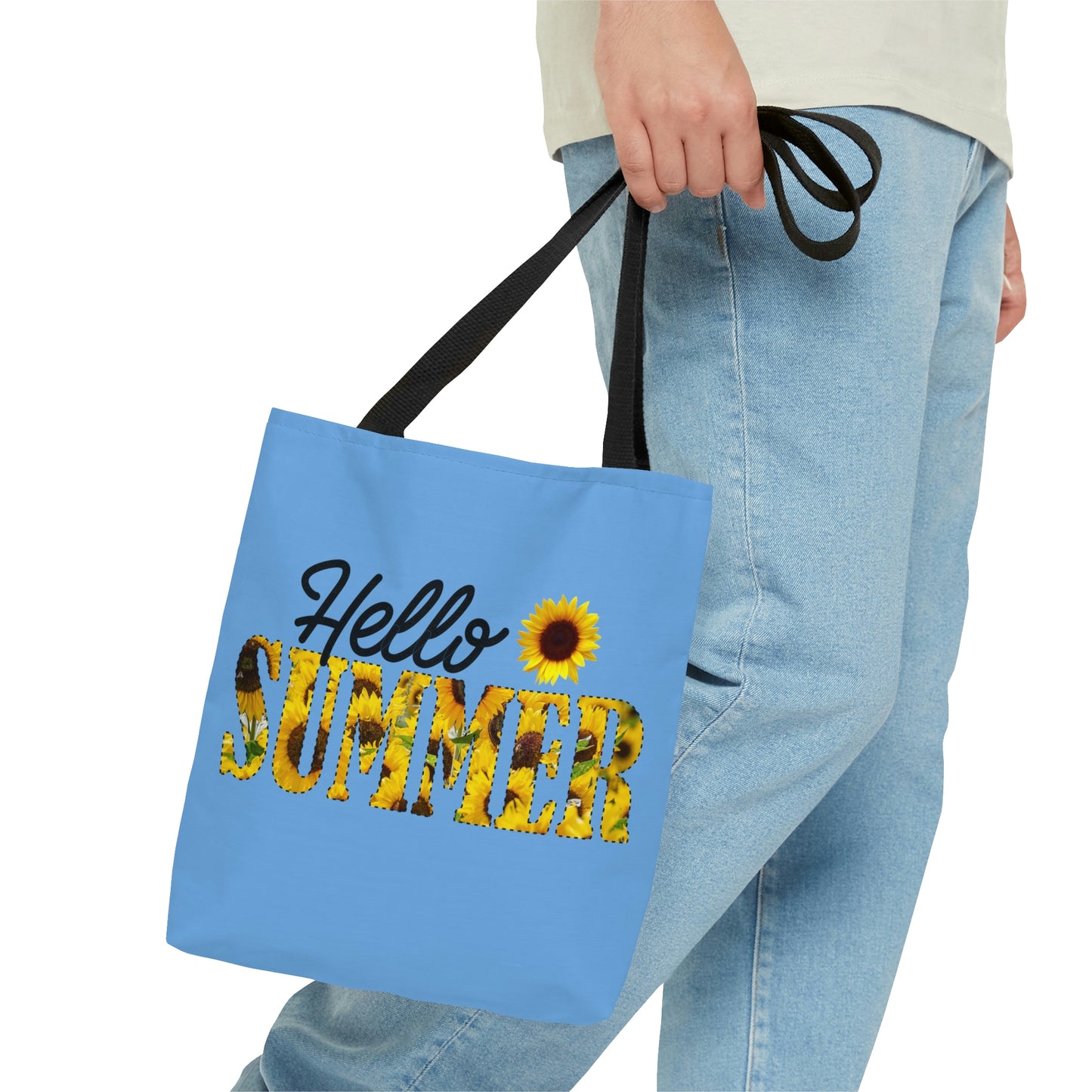 Hello Summer Sunflower AOP Tote Bag Women's Tote Bag Unisex Tote Bag Gender Neutral Tote