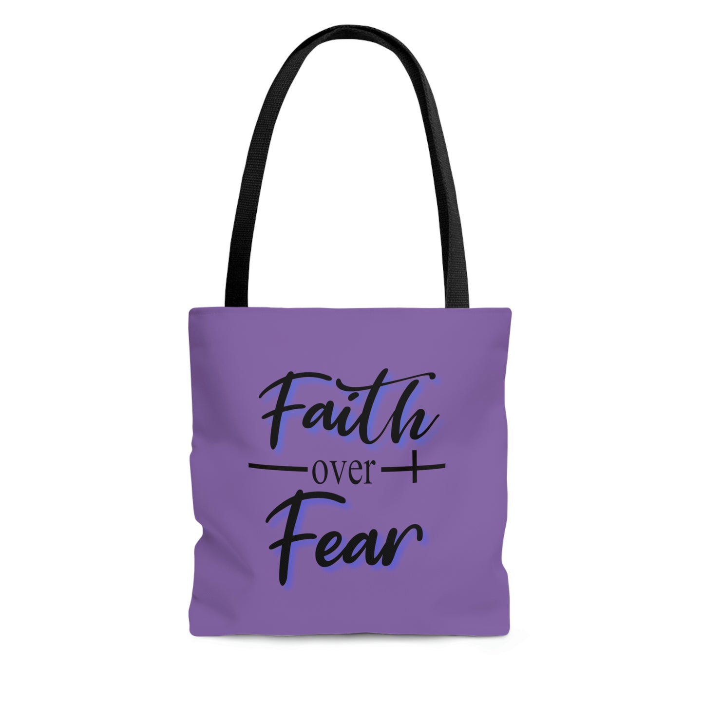 Tote Bag Faith Over Fear-AOP Tote Bag-Book Bag-Women's Tote-Gender Neutral-Tote Men's-Youth Tote-Inspirational Tote