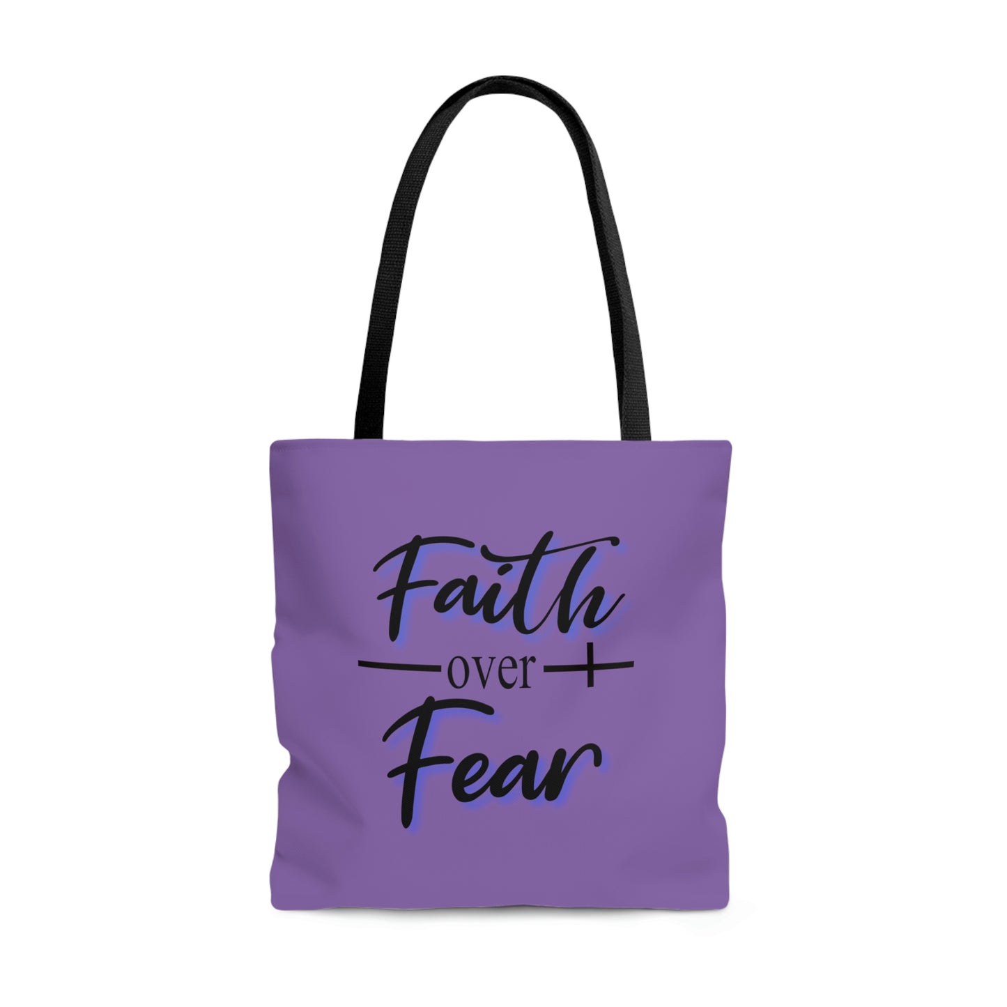 Tote Bag Faith Over Fear-AOP Tote Bag-Book Bag-Women's Tote-Gender Neutral-Tote Men's-Youth Tote-Inspirational Tote