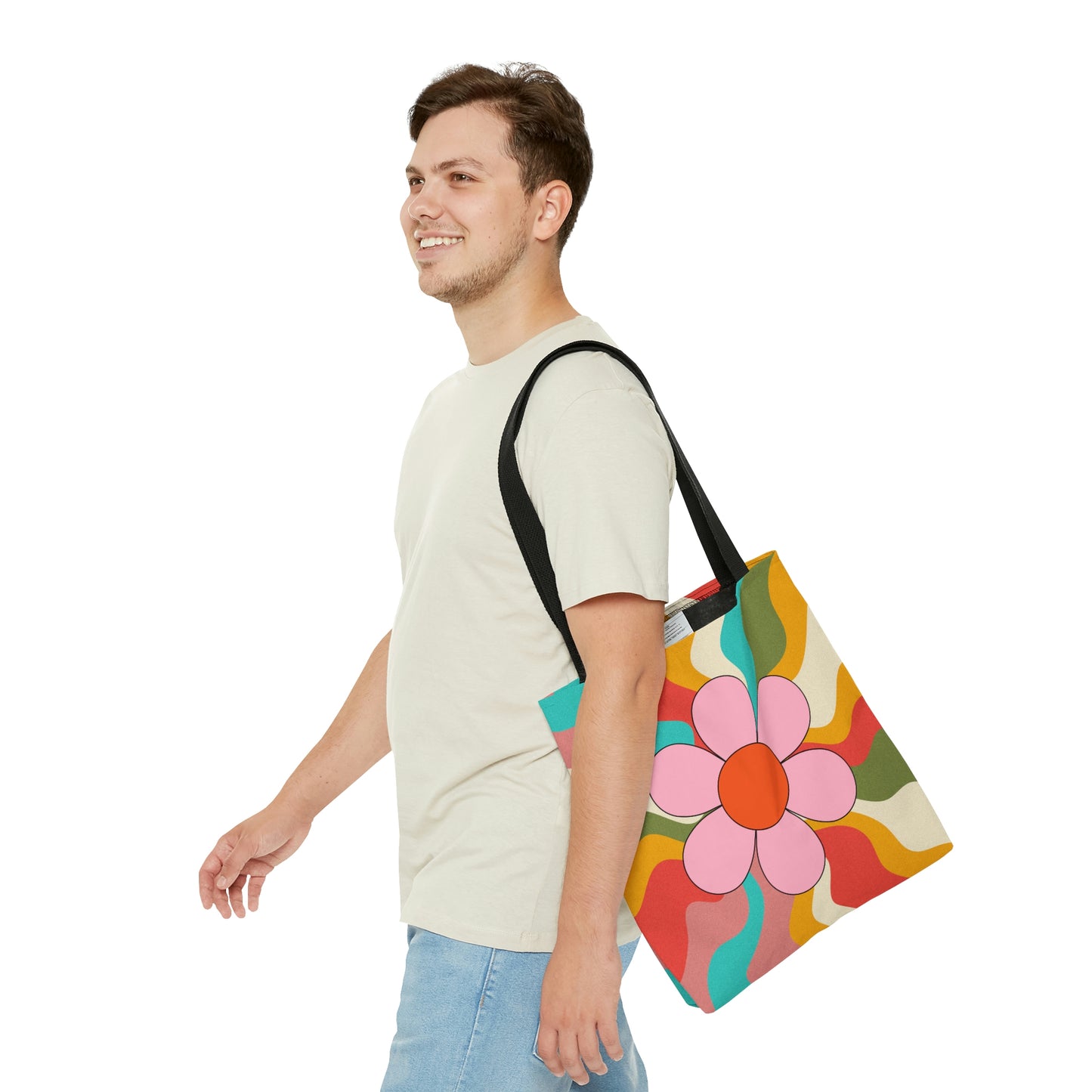 Flower Tote AOP Psychedelic Tote Bag Abstract Tote All Purpose 3D Tote Summer Tote Spring